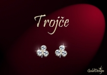 Trojče - náušnice zlacené